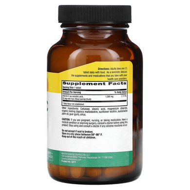 Country Life, Витамин C и шиповник, 1000 мг, 90 таблеток (CLF-06872), фото