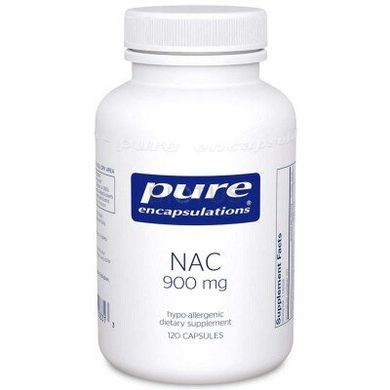 NAC (N-ацетилцистеин) 900 мг, NAC (n-acetyl-l-cysteine) 900 mg, Pure Encapsulations, 120 капсул (PE-00331), фото
