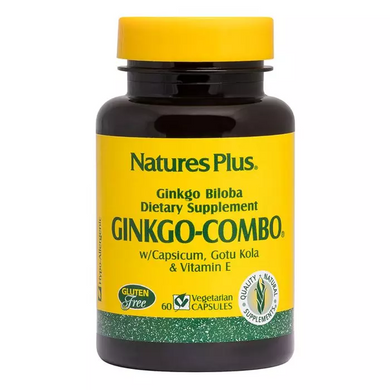 Nature's Plus, Гинкго билоба комбо комплекс, 60 вегетарианских капсул (NAP-01091), фото