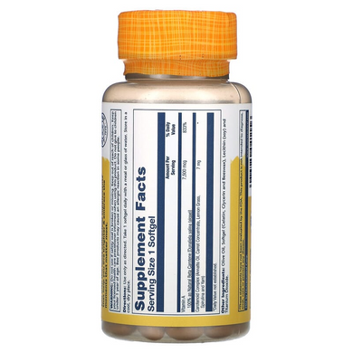 Solaray, Бета-каротин, харчовий, 7500 мкг, 50 гелевих капсул (SOR-04115), фото