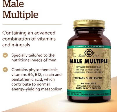 Solgar, Male Multiple, мультивітаміни для чоловіків, 60 таблеток (SOL-01744), фото