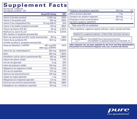Мультивітаміни / мінерали, Nutrient 950, Pure Encapsulations, формула, 360 капсул (PE-00420), фото