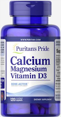 Кальцій Магній Вітамін Д, Calcium Magnesium with Vitamin D, Puritan's Pride, 120 капсул (PTP-16154), фото