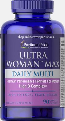 Мультивітаміни для жінок ультра, Ultra Woman ™ Max Daily Multivitamin, Puritan's Pride, 90 капсул (PTP-51509), фото