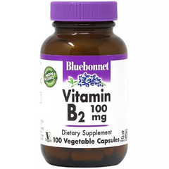 Вітамін B2 100 мг, Vitamin B2, Bluebonnet Nutrition, 100 вегетаріанських капсул (BLB-00426), фото