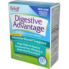Schiff, Digestive Advantage, формула інтенсивної підтримки кишечника, 32 капсули (GAN-00116), фото