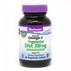 Вегетаріанська Омега-3 з водоростей, DHA 200 mg, Bluebonnet Nutrition, 30 рослинних капсул (BLB-00908), фото