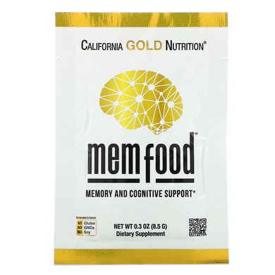 California Gold Nutrition, MEM Food, для підтримки пам'яті та когнітивних функцій, 60 пакетиків по 8,5 г кожен (CGN-01893), фото