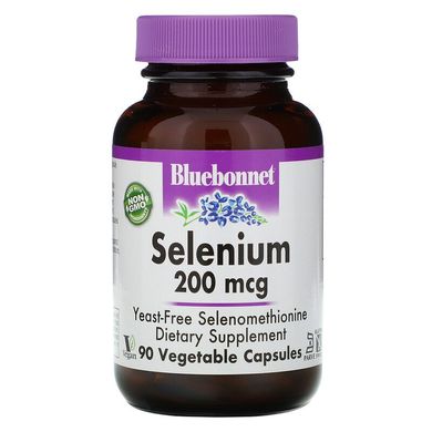 Bluebonnet Nutrition, Селен, бездрожжевий селенометіонін, 200 мкг, 90 рослинних капсул (BLB-00736), фото