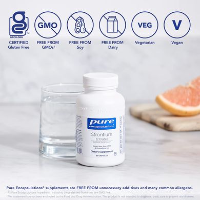 Pure Encapsulations, Стронций (цитрат), Strontium (citrate), для поддержки здоровья костей, 90 капсул (PE-00830), фото