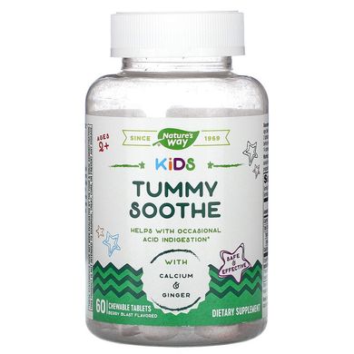 Nature's Way, Kids, Tummy Soothe, добавка для травлення для дітей від 2 років, зі смаком ягід, 60 жувальних таблеток (NWY-13361), фото