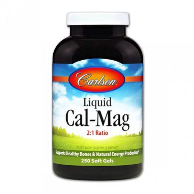 Кальций и магний, Liquid Cal-Mag, Carlson Labs, 250 гелевых капсул (CAR-05172), фото