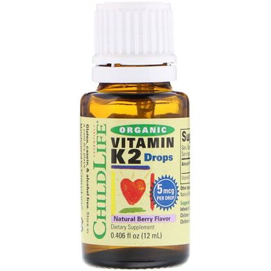 ChildLife, органічний вітамін K2 у краплях, натуральний ягідний смак, 5 мкг, 7,5 мл (CDL-14500), фото