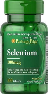 Селен, Selenium, Puritan's Pride, 100 мкг, 100 таблеток (PTP-15445), фото