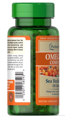 Омега-7 из облепихового масла, Omega-7 Complex Sea Buckthorn Oil Blend, Puritan's Pride, 30 капсул (PTP-58593), фото
