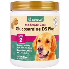 NaturVet, Glucosamine DS Plus, средний уровень поддержки, уровень 2, 120 мягких жевательных конфет, 288 г (VET-03578), фото