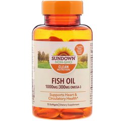 Sundown Naturals, Fish Oil, 1000 мг, 72 гелевых капсул (SDN-03720), фото