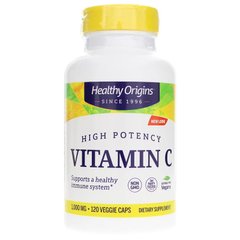 Вітамін С (L-аскорбінова кислота), Vitamin C, Healthy Origins, 1000 мг, 120 вегетаріанських капсул (HOG-15225), фото