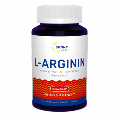 L-аргинин, L-аrginine Powerfull, Sunny Caps, 750 мг, 100 капсул (SUN-530647), фото