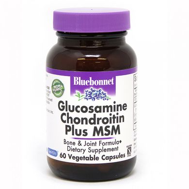 Глюкозамін & Хондроитин & МСМ, Bluebonnet Nutrition, 60 рослинних капсул (BLB-01117), фото