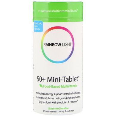 Rainbow Light, 50+ Mini Tablet, мультивітаміни на основі харчових продуктів, 90 міні-таблеток (RLT-11342), фото