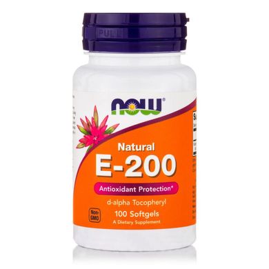 Витамин Е, Е-200, Now Foods, 100 желатиновых капсул (NOW-00825), фото