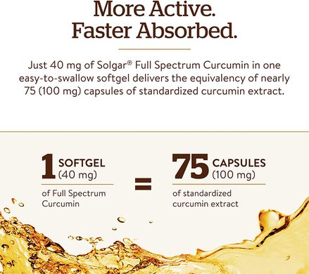 Solgar, Full Spectrum, куркумин, 90 капсул с жидким экстрактом (SOL-54708), фото