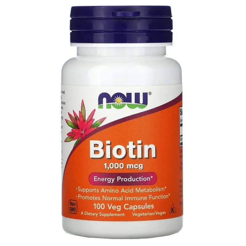 Биотин, Biotin, Now Foods, 1000 мкг, 100 капсул, (NOW-00469)