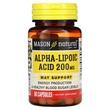 Альфа-ліпоєва кислота 200 мг, Alpha Lipoic Acid, Mason Natural, 60 капсул (MAV-16245)