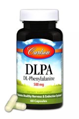 Carlson Labs, DLPA, фенілаланін, 500 мг, 60 капсул (CAR-07916), фото