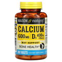 Mason Natural, Кальций 600 мг + витамин D3, 200 таблеток (MAV-08892), фото