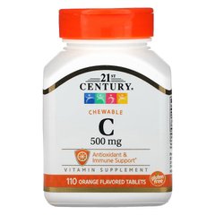 21st Century, жевательный витамин C, с апельсиновым вкусом, 500 мг, 110 таблеток (CEN-21024), фото