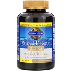Garden of Life, Primal Defense, Ultra, универсальная пробиотическая формула, 216 вегетарианских капсул UltraZorbe (GOL-11410), фото