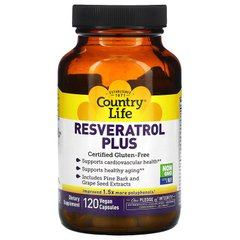 Country Life, Resveratrol Plus, 100 мг, 120 веганские капсулы (CLF-07318), фото