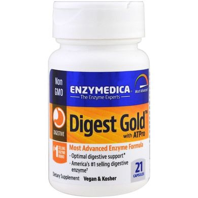Enzymedica, Digest Gold с ATPro, добавка с пищеварительными ферментами, 21 капсул (ENZ-24150), фото
