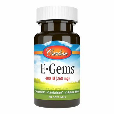 Витамин Е, E-Gems Elite, Carlson Labs, 400 МЕ, 60 гелевых капсул (CAR-00341), фото