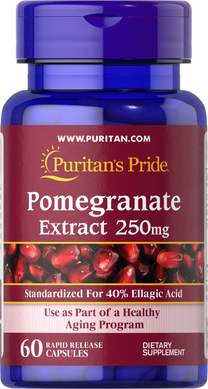 Гранат, екстракт, Pomegranate Extract, Puritan's Pride, 250 мг, 60 капсул (PTP-13566), фото