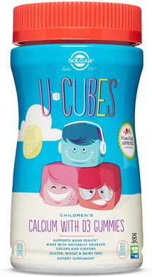 Solgar, U-Cubes, кальций с витамином D3 для детей, со вкусом клубники, 60 жевательных мармеладок (SOL-57607), фото