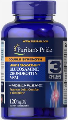 Puritan's Pride, Глюкозамин хондроитин и МСМ, двойная сила, 120 капсул (PTP-27812), фото