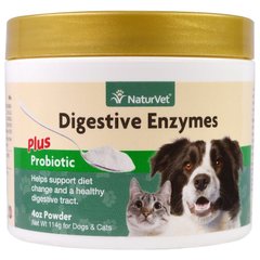 NaturVet, пищеварительные ферменты с пробиотиками, для собак и кошек, порошок, 114 г (VET-03660), фото