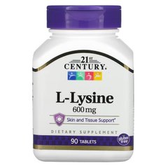 21st Century, L-лізин, 600 мг, 90 таблеток (CEN-21062), фото