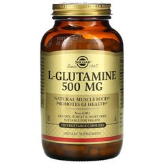 Solgar, L-глютамін, 500 мг, 250 вегетаріанських капсул (SOL-01322), фото