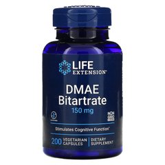 DMAE (Диметиламиноэтанол), DMAE Bitartrate, Life Extension, 150 мг, 200 капсул (LEX-15402), фото