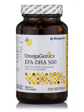 Metagenics, OmegaGenics EPA-DHA 500, натуральний лимонний смак, 120 м'яких гелів (MET-91355), фото