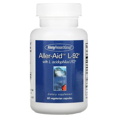 Allergy Research Group, Aller-Aid L-92 з L. Acidophilus L-92, 60 вегетаріанських капсул (ALG-76910), фото