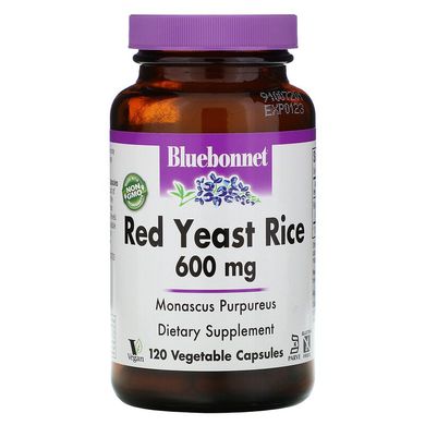 Bluebonnet Nutrition, красный ферментированный рис, 600 мг, 120 вегетарианских капсул (BLB-01171), фото