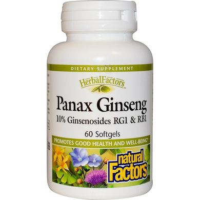 Женьшень, Panax Ginseng, Natural Factors, 60 капсул (NFS-04173), фото