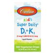 Carlson Labs, Super Daily D3+K2 для детей, 25 мкг (1000 МЕ) и 22,5 мкг, 10,16 мл (CAR-10530)