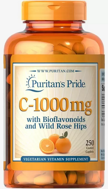 Вітамін С, Vitamin C-1000 мг with Bioflavonoids and Rose Hips, Puritans Pride, 250 капсул (PTP-10693), фото