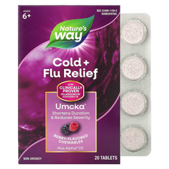 Nature's Way, Umcka, средство от простуды и гриппа, ягодный вкус, 20 жевательных таблеток (NWY-15159), фото